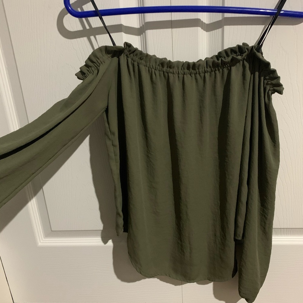 forever 21 off the shoulder blouse army green